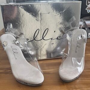 Ellie clear WIDE width strappy heels